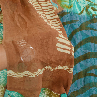 Sanskriti Vintage Multicolor Sarees Pure Georgette Silk Printed Sari 5YDSustainable Fabric