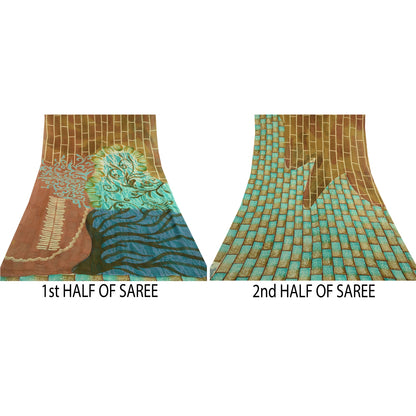 Sanskriti Vintage Multicolor Sarees Pure Georgette Silk Printed Sari 5YDSustainable Fabric