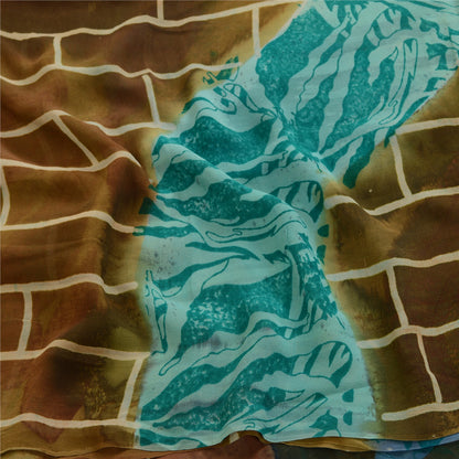 Sanskriti Vintage Multicolor Sarees Pure Georgette Silk Printed Sari 5YDSustainable Fabric