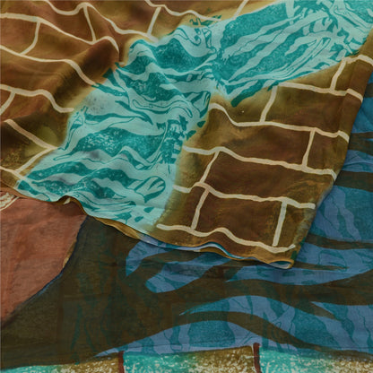 Sanskriti Vintage Multicolor Sarees Pure Georgette Silk Printed Sari 5YDSustainable Fabric