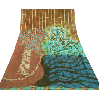 Sanskriti Vintage Multicolor Sarees Pure Georgette Silk Printed Sari 5YDSustainable Fabric