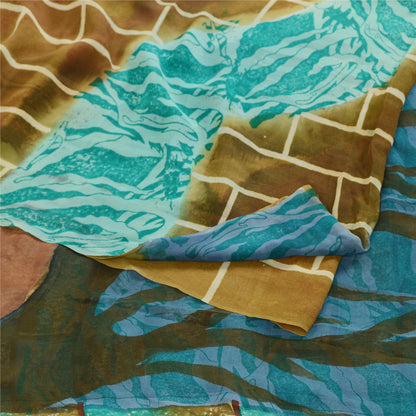Sanskriti Vintage Multicolor Sarees Pure Georgette Silk Printed Sari 5YDSustainable Fabric