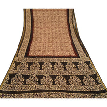 Load image into Gallery viewer, Sanskriti Vintage Sarees Black Batik Printed Blend Georgette Sari Craft Fabric
