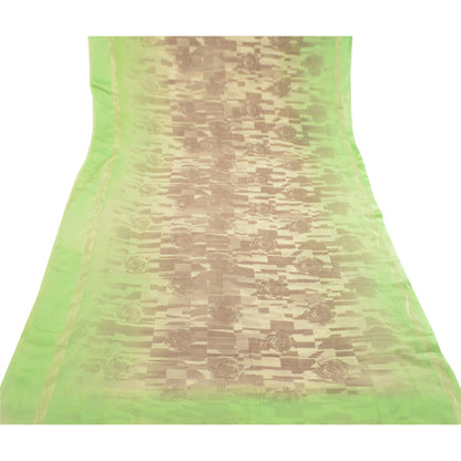 Sanskriti Vintage Sarees Brown Pure Georgette Silk Print Woven Sari Craft Sustainable Fabric
