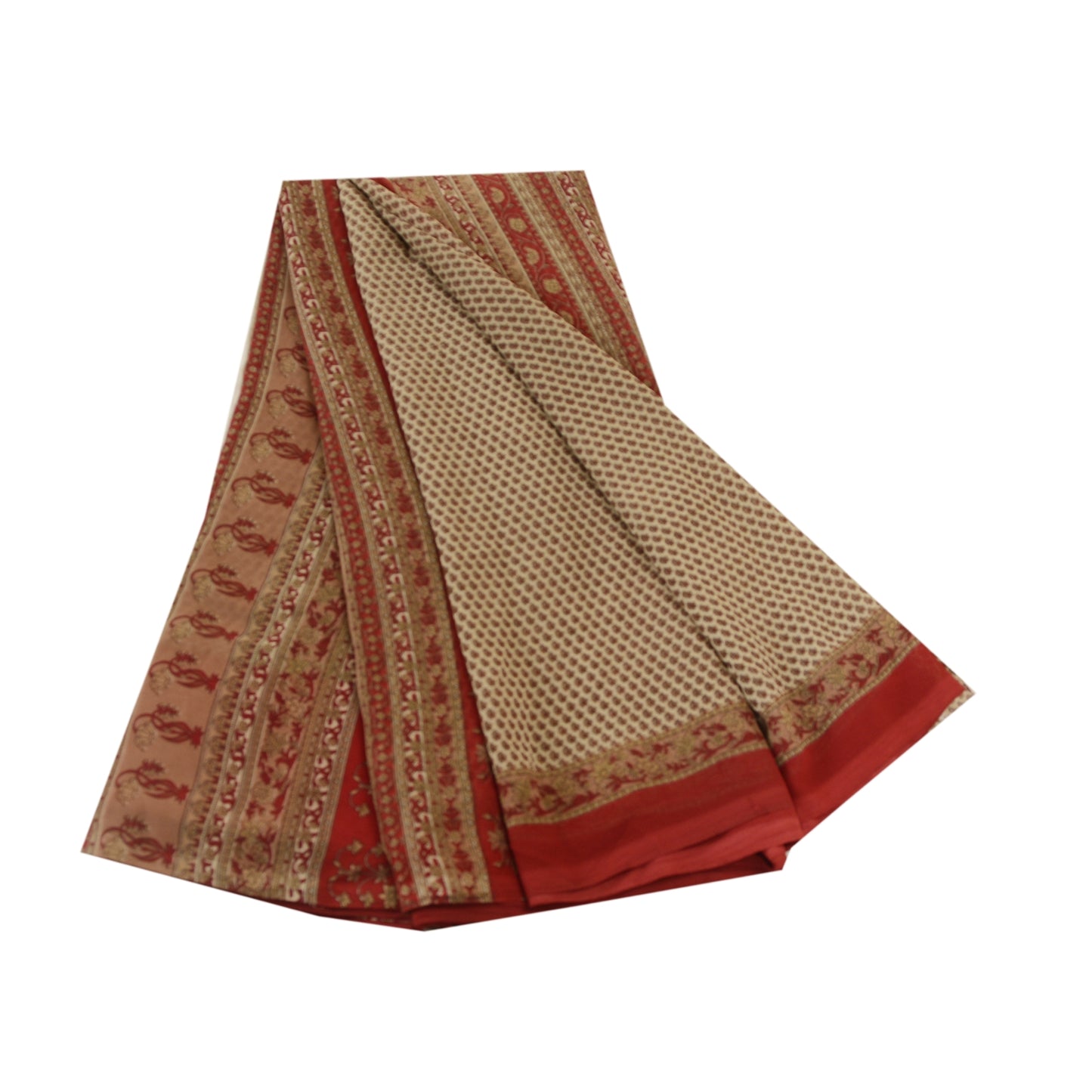 Sanskriti Vintage Sarees Gray Indian Printed Georgette Sari Soft Craft Sustainable Fabric