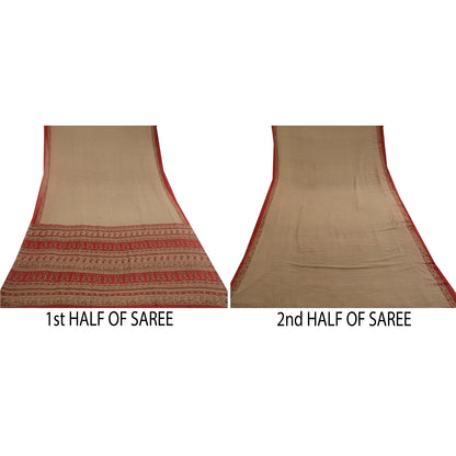 Sanskriti Vintage Sarees Gray Indian Printed Georgette Sari Soft Craft Sustainable Fabric