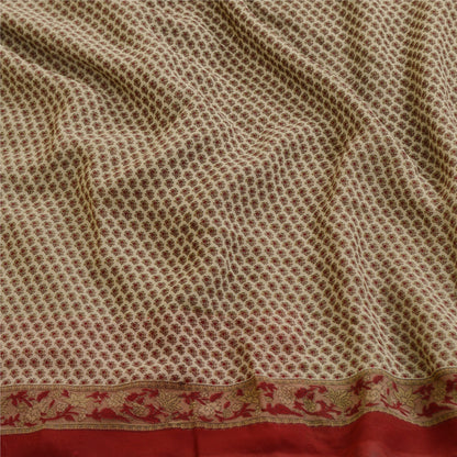 Sanskriti Vintage Sarees Gray Indian Printed Georgette Sari Soft Craft Sustainable Fabric