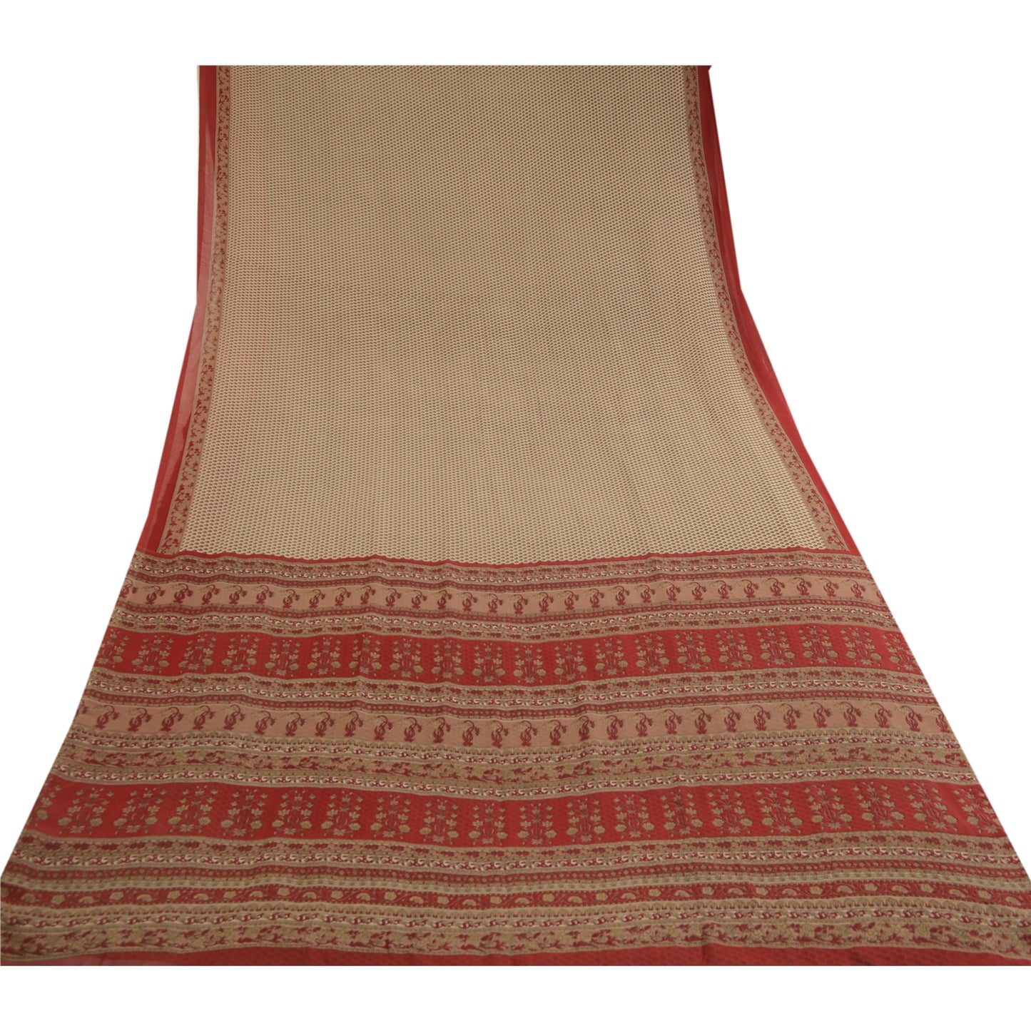 Sanskriti Vintage Sarees Gray Indian Printed Georgette Sari Soft Craft Sustainable Fabric