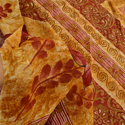 Sanskriti Vintage Sarees Purple Blend Georgette Printed Sari 5yd Craft Sustainable Fabric