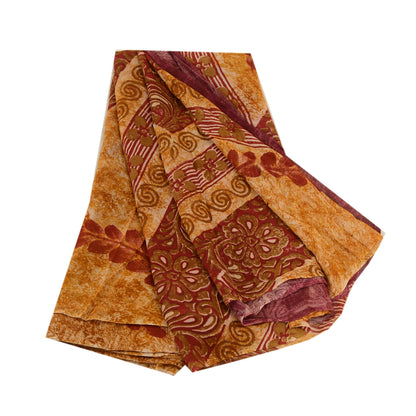 Sanskriti Vintage Sarees Purple Blend Georgette Printed Sari 5yd Craft Sustainable Fabric