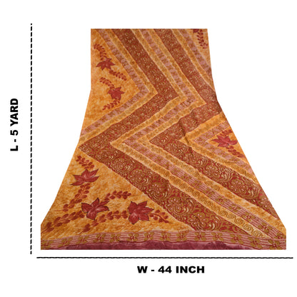 Sanskriti Vintage Sarees Purple Blend Georgette Printed Sari 5yd Craft Sustainable Fabric