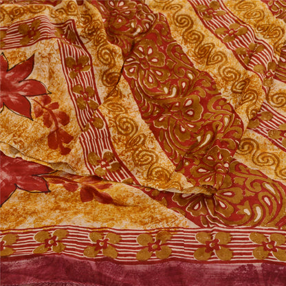 Sanskriti Vintage Sarees Purple Blend Georgette Printed Sari 5yd Craft Sustainable Fabric