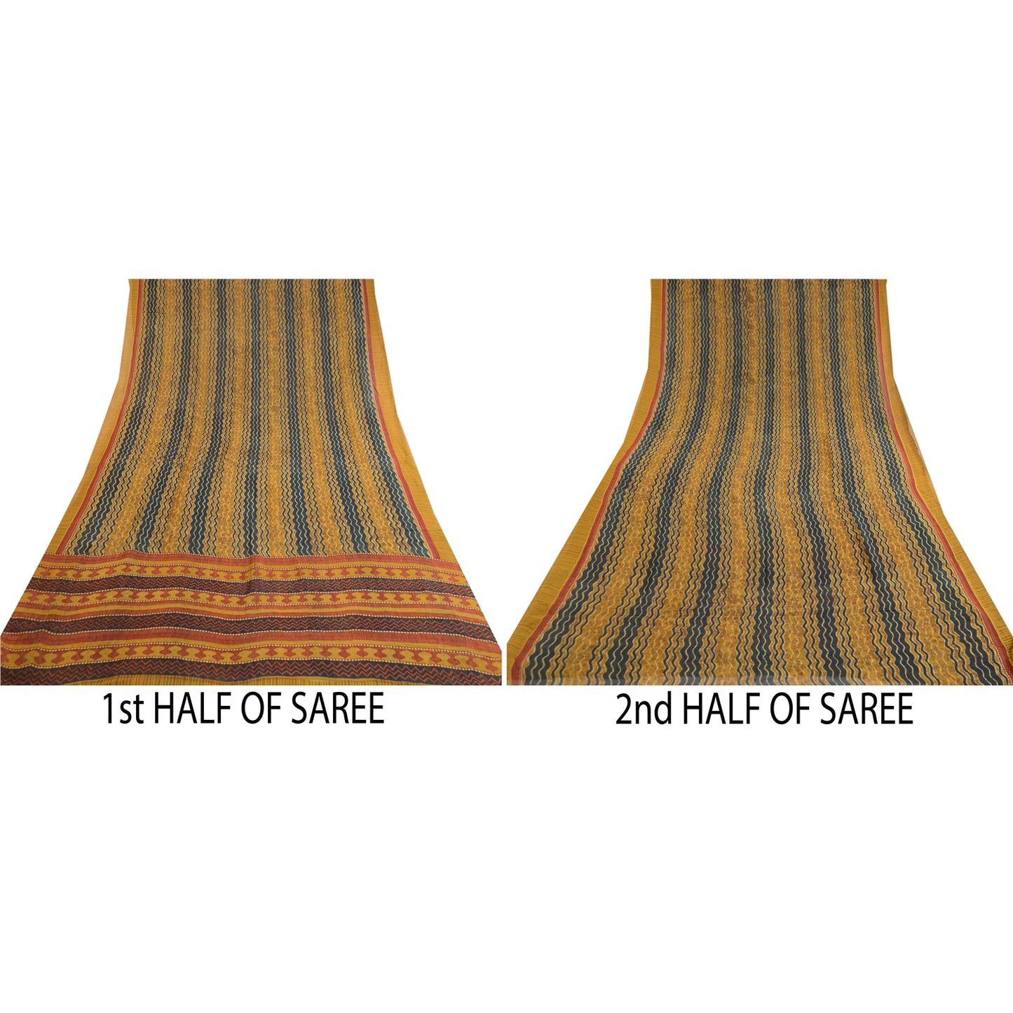 Сари Sanskriti Vintage, зеленое сари из чистого шелка-жоржета с принтом, 5 ярдов, ткань для рукоделия из экологически чистой ткани