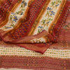 Sanskriti Vintage Dark Red Sarees Poly Georgette Silk Printed Sari Craft Sustainable Fabric