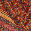 Sanskriti Vintage Dark Red Sarees Pure Georgette Silk Printed Sari Craft Sustainable Fabric