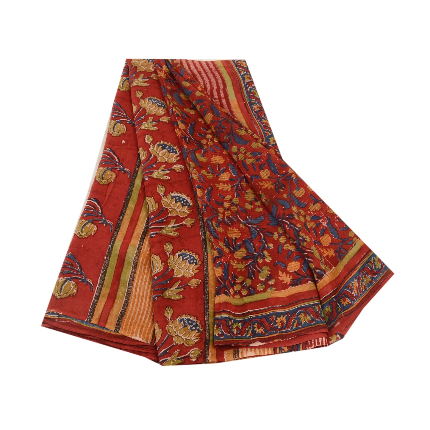 Sanskriti Vintage Dark Red Sarees Pure Georgette Silk Printed Sari Craft Sustainable Fabric