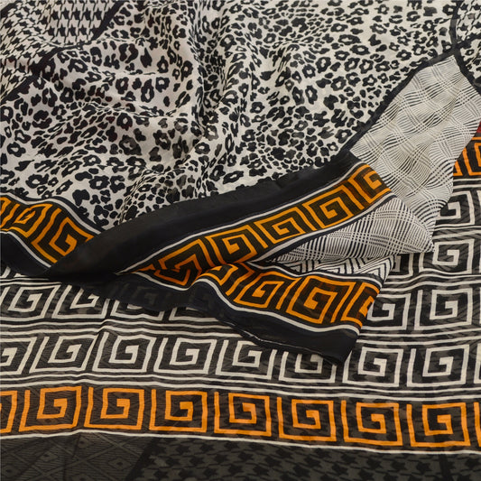 Sanskriti Vintage Sarees Dark Red Blend Georgette Printed Sari 5YD Craft Sustainable Fabric