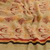 Sanskriti Vintage Sarees Cream Pure Georgette Silk Printed Sari 5yd Craft Sustainable Fabric