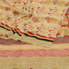 Sanskriti Vintage Sarees Cream Pure Georgette Silk Printed Sari 5yd Craft Sustainable Fabric
