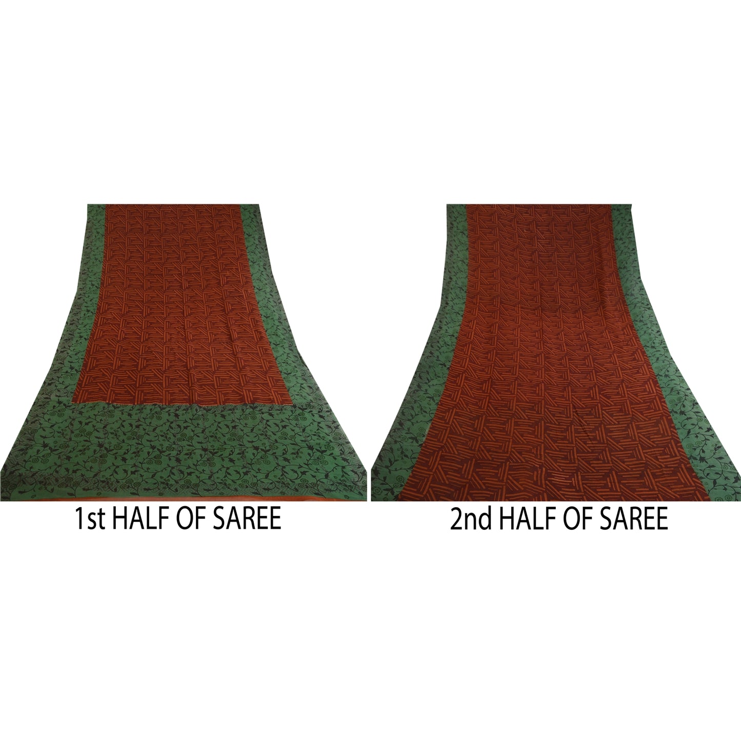 Sanskriti Vintage Sarees Orange Pure Georgette Silk Printed Sari Craft Sustainable Fabric