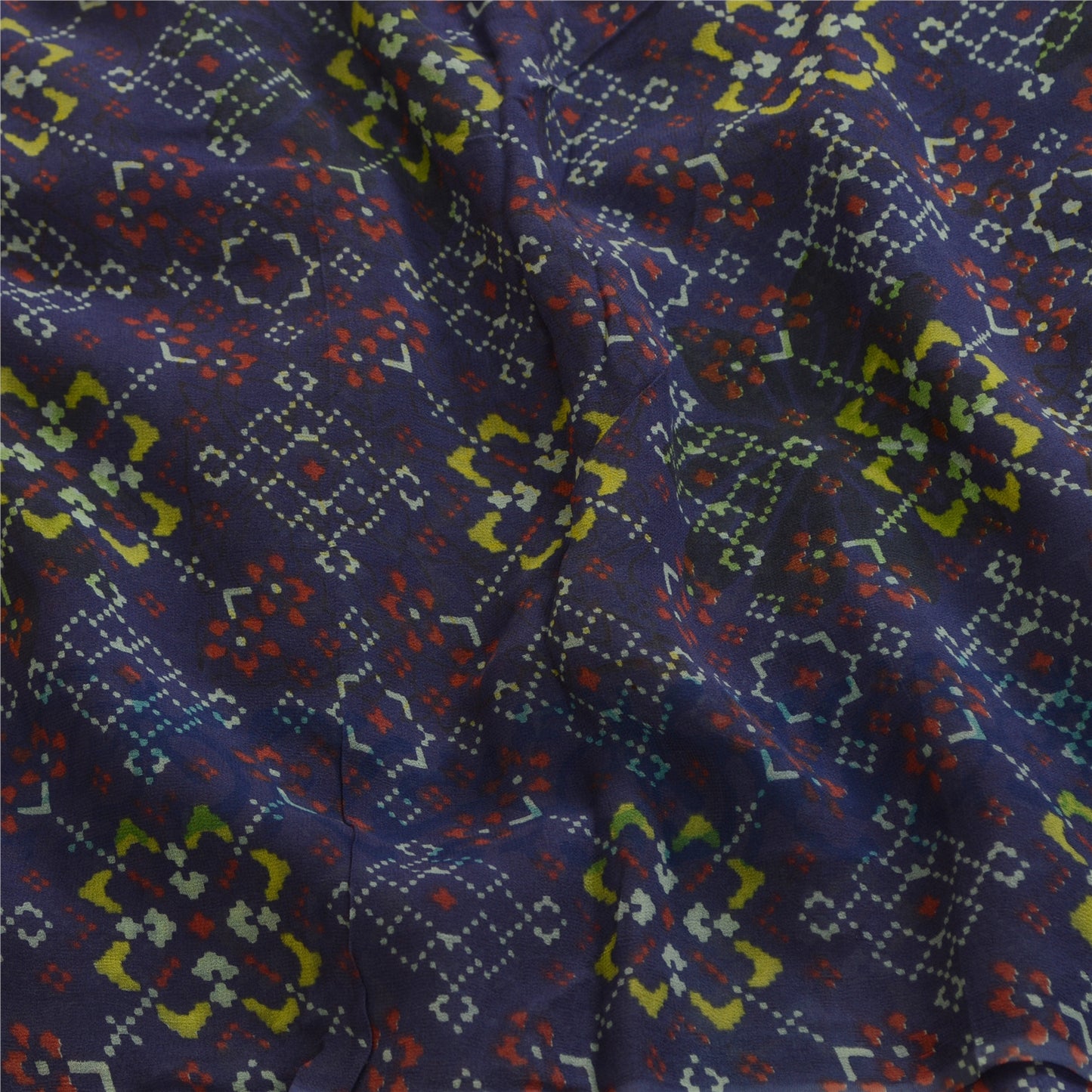 Sanskriti Vintage Sarees Dark Red Printed Pure Georgette Silk Sari Craft Sustainable Fabric