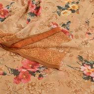 Sanskriti Vintage Sarees Caramel Georgette Digital Printed Sari 5yd Craft Fabric
