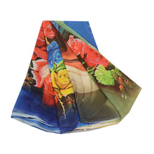 Load image into Gallery viewer, Sanskriti Vintage Sarees Blue Georgette Digital Printed Sari 5yd Craft Fabric
