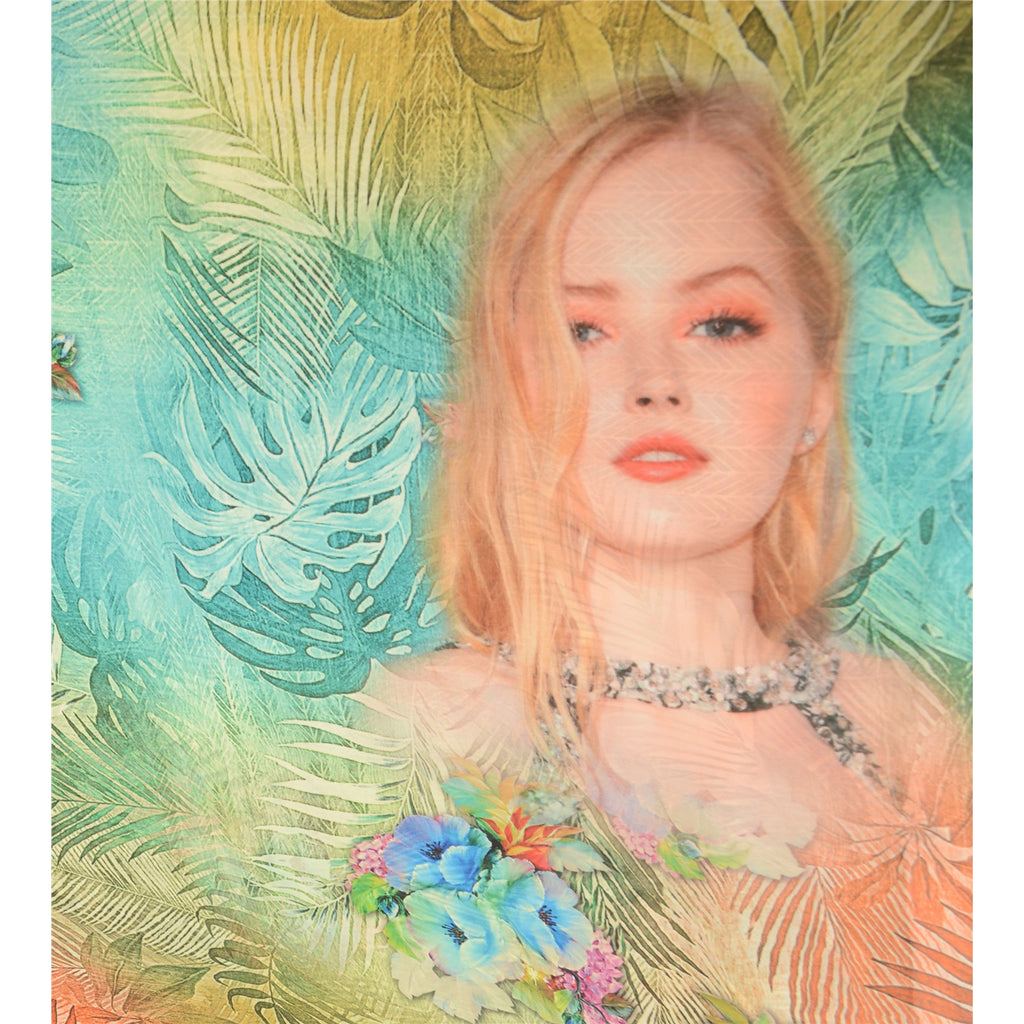 Sanskriti Vintage Sarees Green Digital Women Printed Georgette Sari Craft Sustainable Fabric