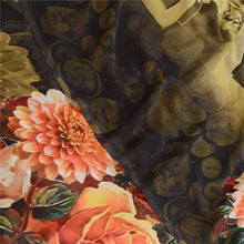 Load image into Gallery viewer, Sanskriti Vintage Sarees Olive Green Digital Printed Georgette Sari Craft Fabric
