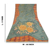 Sanskriti Vintage Sarees Gray Pure Georgette Silk Printed Sari 5yd Craft Sustainable Fabric
