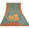 Sanskriti Vintage Sarees Gray Pure Georgette Silk Printed Sari 5yd Craft Sustainable Fabric