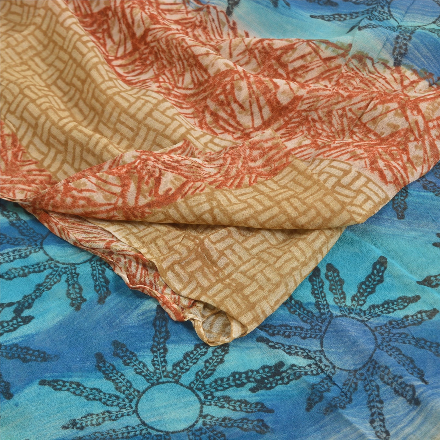 Sanskriti Vintage Sarees Rød Trykt Blend Georgette Sari 5yds Blødt Håndværksmæssigt Bæredygtigt Stoff