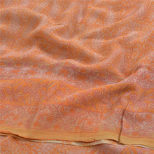 Load image into Gallery viewer, Sanskriti Vintage Sarees Peach Pure Georgette Silk Printed Sari 5yd Craft Fabric
