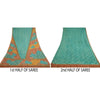 Sanskriti Vintage Sarees Green Pure Geogette Silk Printed Sari 5yd Craft Sustainable Fabric