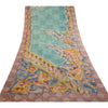 Sanskriti Vintage Sarees Sea-Green Pure Georgette Silk Printed Sari Craft Sustainable Fabric