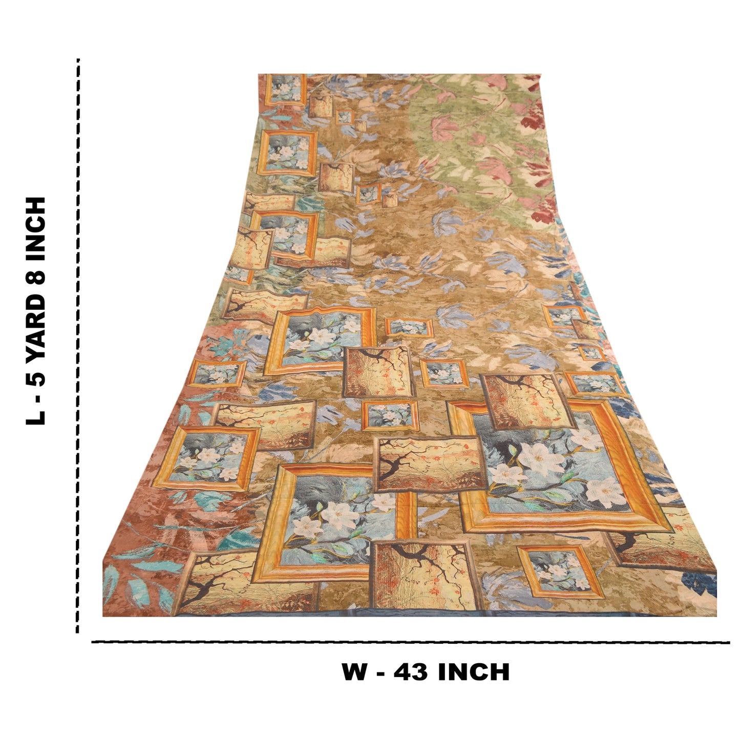 Sanskriti Vintage Sarees Multi Pure Georgette Silk Printed Sari 5yd Craft Sustainable Fabric