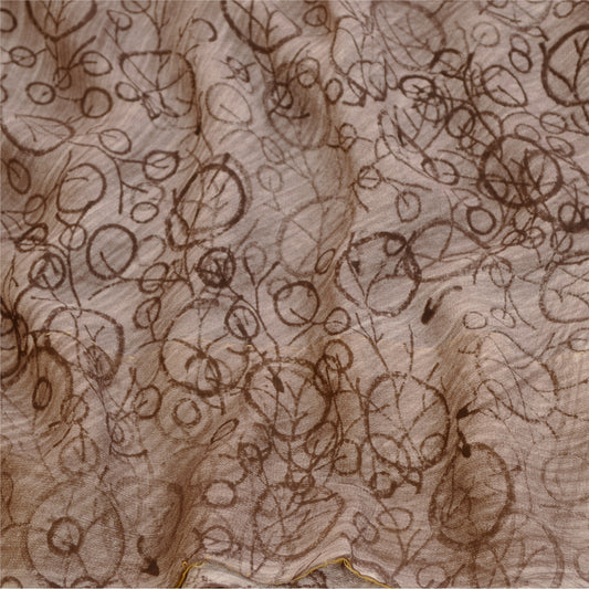 Сари из серого смесового жоржета с принтом в стиле санскрити, 5 ярдов, мягкая, экологически чистая ткань для рукоделия