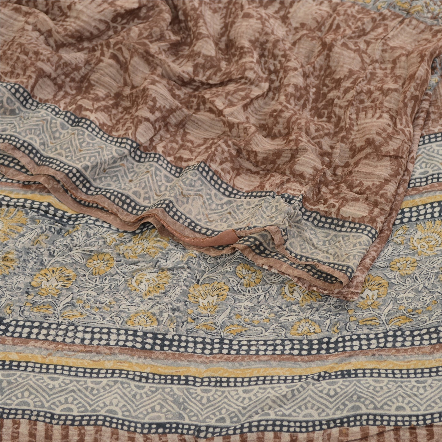 Sanskriti Vintage Sarees Indian Multi Blend Georgette Printed Sari Craft Sustainable Fabric