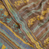 Sanskriti Vintage Sarees Brown Pure Geogette Silk Woven Printed Sari Soft Sustainable Fabric