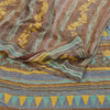 Sanskriti Vintage Sarees Brown Pure Geogette Silk Woven Printed Sari Soft Sustainable Fabric