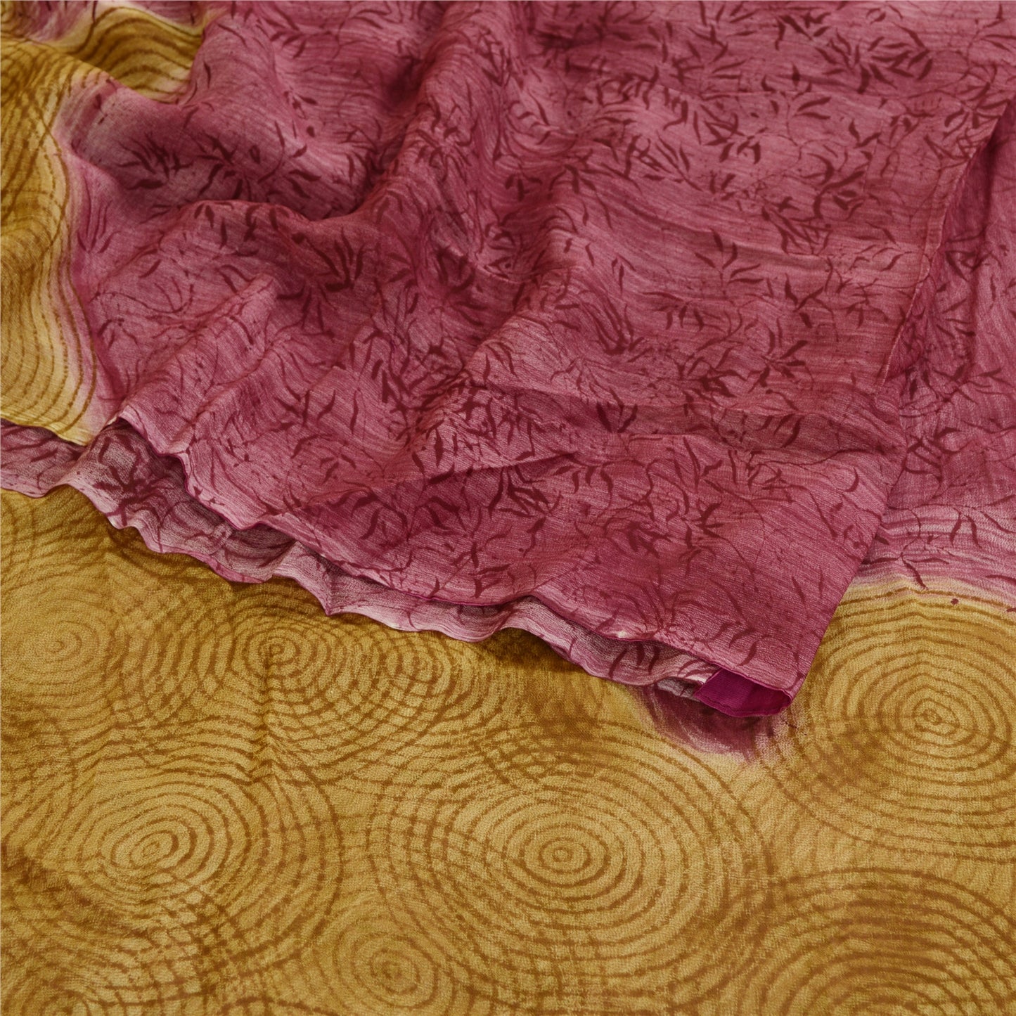 Sanskriti Vintage Sarees Purple Blend Geogette Printed Sari Soft Craft Sustainable Fabric