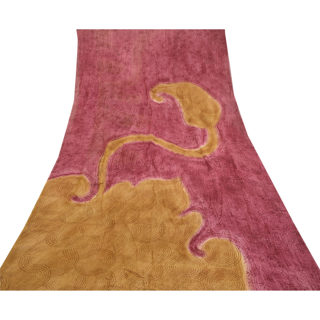 Sanskriti Vintage Sarees Purple Blend Geogette Printed Sari Soft Craft Fabric