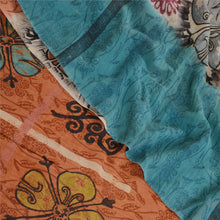 Load image into Gallery viewer, Sanskriti Vintage Sarees Orange Pure Geogette Silk Printed Sari 5yd Craft Fabric
