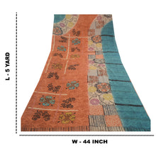 Load image into Gallery viewer, Sanskriti Vintage Sarees Orange Pure Geogette Silk Printed Sari 5yd Craft Fabric
