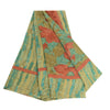 Sanskriti Vintage Sarees Blue Pure Georgette Silk Printed Sari 5yd Craft Sustainable Fabric