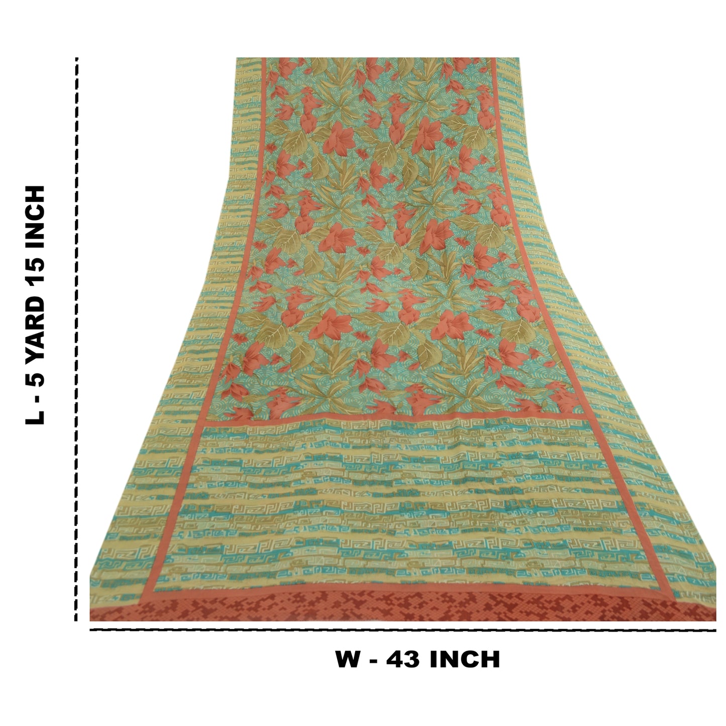 Sanskriti Vintage Sarees Blue Pure Georgette Silk Printed Sari 5yd Craft Sustainable Fabric