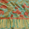 Sanskriti Vintage Sarees Blue Pure Georgette Silk Printed Sari 5yd Craft Sustainable Fabric