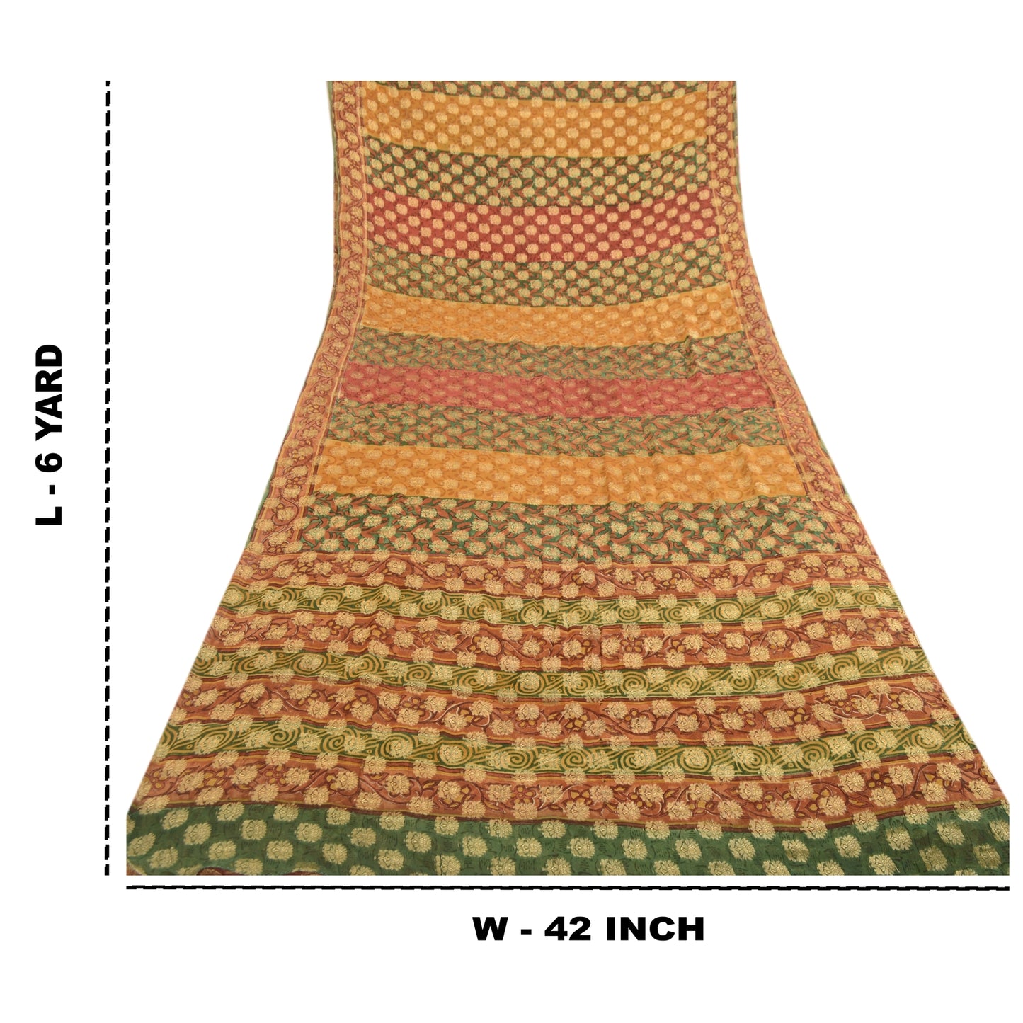 Sanskriti Vintage Sarees Multi Woven Print Pure Georgette Silk Sari Craft Sustainable Fabric