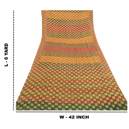 Sanskriti Vintage Sarees Multi Woven Print Pure Georgette Silk Sari Craft Sustainable Fabric