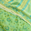 Sanskriti Vintage Sarees Green Pure Georgette Silk Printed Sari 5yd Craft Sustainable Fabric